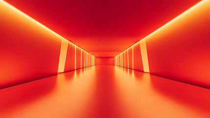 Wall Mural - abstract red neon tunnel corridor