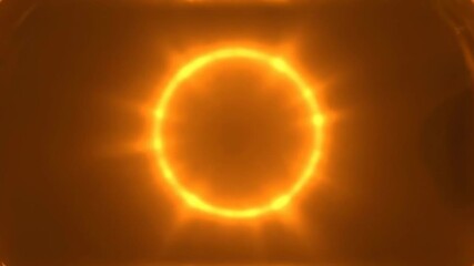 Wall Mural - A seamlessly looping video displays an amber fluid circular flare with soft ripples expanding slowly, creating an organic abstract liquid light effect radial, shine, graphic