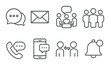 © Hanna - Dark matte communication icons: chat, email, meeting, phone, notification