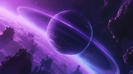 Wall Mural - Purple Nebulae and Cosmic Rings