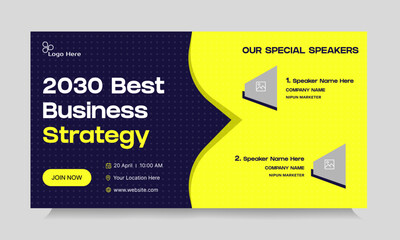 Wall Mural - digital business yearly conference digital webinar banner template design, online meeting banner des