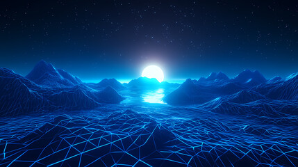 Wall Mural - Abstract Digital Landscape at Dawn
