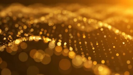Wall Mural - Abstract golden bokeh shimmering waves gently pulsing across the screen, a seamless and captivating visual loop captivating visual loop, digital, defocused