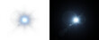 © Russell Edwards - Bright blue light flare with starburst effect on dark background, glowing sun flash with lens reflection. sparkling background, PNG illustration, sparkle, magic light, Cinematic