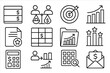 © Olha - Compensation Structure Icons. Line style icons of compensation structure: salary bands icon, pay equity icon, incentive plan icon,