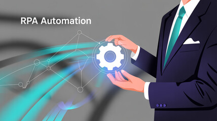 Wall Mural - Rpa automation robotic process automation solutions business process automation digital transformation strategy