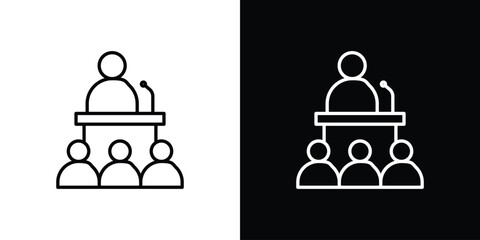 Convention icon in line design. Editable stroke icons.