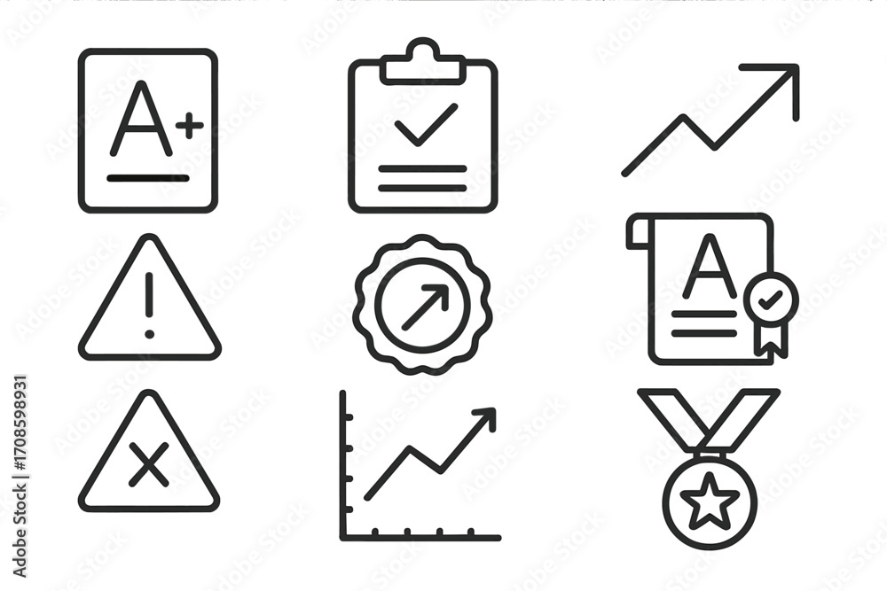 Vector de Stock Academic Icons Collection. Line style icons of academic ...