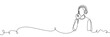 © Максим Зайков - Continuous one line art headphone music drawing support podcast center client illustration. Microphone continuous one line assistance call radio employee agent recording record technical man dj office