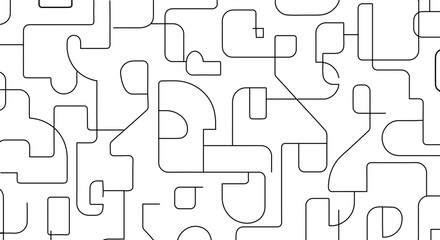 Abstract black and white maze pattern, creating a complex and intricate design