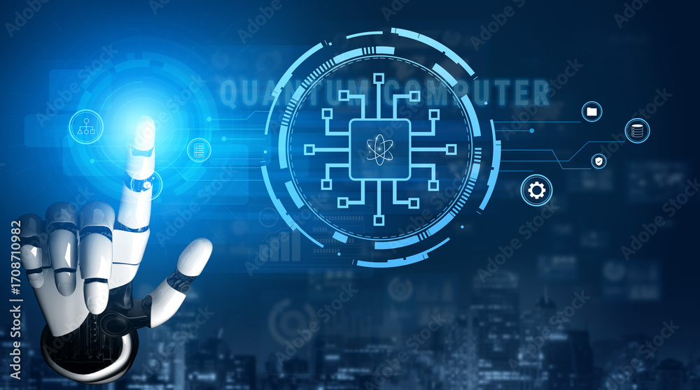 AI on a quantum computer processor, the future of technology. The ...
