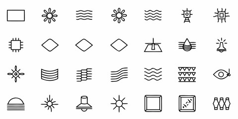 Modern business icons collection featuring technology, abstract symbols, and essential design elements for professional presentations and web development projects