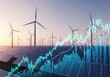 © Jeneeni - Wind turbines and solar panels with a superimposed financial stock market graph, representing renewable energy investment and sustainable economic growth