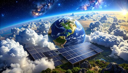 earth, solar panels, space