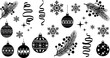 © cheena - Festive collection of Christmas ornaments, snowflakes, and pine branches