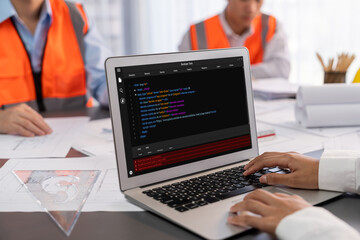Software development programming on computer screen for brisk application and program coding