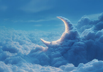 Wall Mural - Fantasy landscape, moon in the  clouds at the sky.
