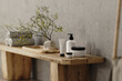 © Oleksandr Shcherban/Stocksy - Various cosmetic containers mock-up in modern bathroom interior