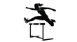 © Muhmmad - Athletic woman silhouette leaping over a hurdle during a race, showcasing speed and determination.