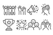 © Fortune228 - Team building linear icon set. featuring teamwork, applause, celebration, star, trophy, and megaphone symbols