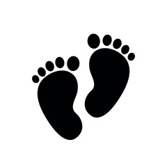 Wall Mural - baby footprints icon, kids feet step symbol, foot print black vector illustration