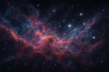 Wall Mural - Vibrant deep space nebula with swirling aurora clouds and luminous starfields expansive cosmic background with galaxies dust and ionized gas