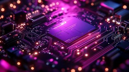 Futuristic Electronic Circuit Board Digital Transformation  AI Concept.