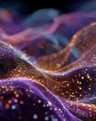 Wall Mural - Abstract Woven Lights: An abstract art piece showing fluid, shimmering waves of light in a blend of vibrant colors and texture. 