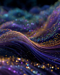 Wall Mural - Abstract Wavy Lines with Glitter: An artistic representation of flowing, wavy lines embellished with glittering particles, creating a dynamic and visually stunning composition.