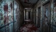 © Muchtar - Creepy blood-splattered hallway of a haunted house, horror atmosphere