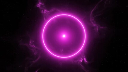 Wall Mural - A seamlessly looping video depicts a magenta glowing circular flare against a deep space void, emanating ethereal abstract cosmic energy energy, website, aura