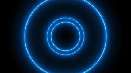 Wall Mural - A seamlessly looping video displaying concentric glowing rings expanding outward and fading into an abstract dark space dynamic, expanding, background