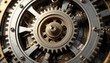 © Muchtar - Detailed Close-Up of Mechanical Gears and Cogs, Showing Industrial Precision