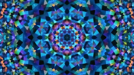 Wall Mural - A vibrant seamlessly looping video showcases a bright geometric kaleidoscope of changing shapes and colors, offering an energetic and dynamic abstract background hypnotic, party, visual