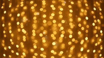 Wall Mural - Abstract golden bokeh shimmering lights creating a dense, sparkling curtain effect, a seamless and luxurious video loop elegant, rich, abstract golden bokeh shimmering lights