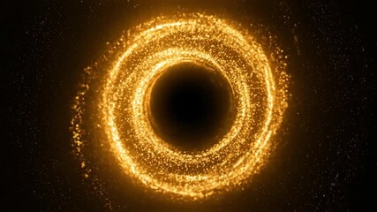 Wall Mural - A seamlessly looping video depicting a golden shimmering energy vortex forming a ring, slowly swirling and radiating light seamlessly looping video, technology, futuristic