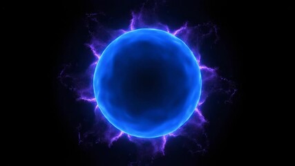 Wall Mural - A seamlessly looping video of intense blue and purple energy waves dynamically bursting and expanding seamlessly looping, presentation, digital