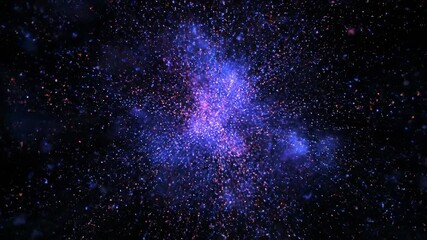 Wall Mural - A Vibrant Particle Explosion Radiates Outwards and Dissipates in a Seamlessly Looping Abstract Video, Capturing Dynamic Cosmic Energy bright, spiritual, cosmic