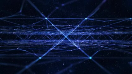 Wall Mural - Abstract Digital Cosmic Web of Interconnected Glowing Lines, Seamlessly Looping Seamlessly Looping, connection, blue