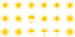© Assem - Sun icons set. Sun weather symbol collection. Sunshine, sunlight, sunburst icon set. Vector icons