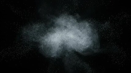 Wall Mural - A shimmering silver glowing dust cloud gently pulsates and expands across a dark background in a seamlessly looping abstract animation modern, digital, shimmer