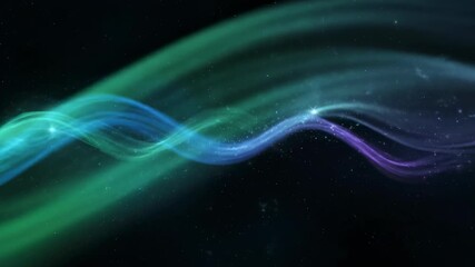 Wall Mural - Abstract aurora-like light ribbons with gentle, star-like flares in a seamless looping video magical, beautiful, color