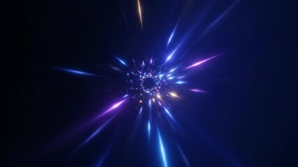 Wall Mural - Abstract light beams converging to form a futuristic tunnel or portal, creating a dynamic, seamlessly looping sci-fi background wormhole, glow, tunnel