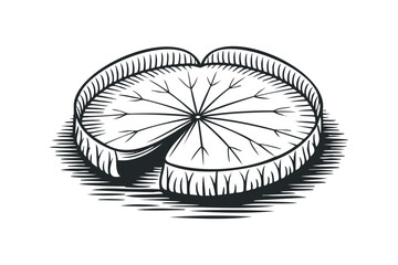Wall Mural - Lily pad leaf with radiating veins in vintage engraving style isolated on white. Vector hand drawn illustration