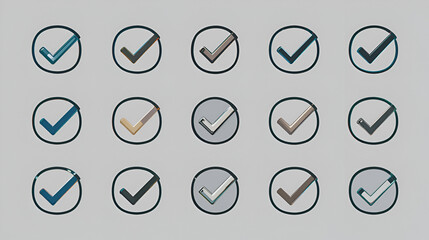 Set of check mark icons isolated on white background for design element