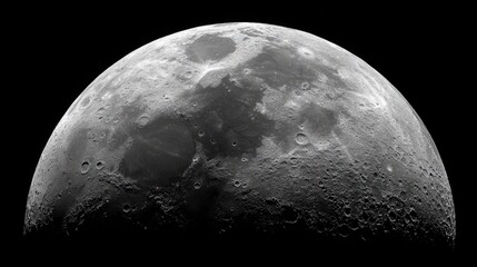 Detailed close-up view of the moon's surface