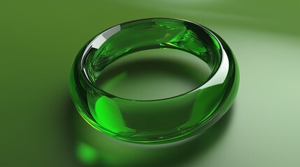 Glass ring on green background, minimalist jewelry concept with clean composition and elegant design for product display