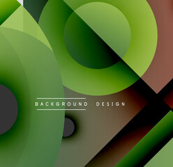 Wall Mural - Abstract design features overlapping circles, gradients. Greens, browns dominate composition. Modern aesthetic, simple text overlay present.
