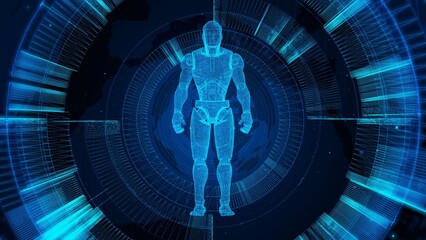 Wall Mural - Futuristic Holographic Robot Design in a Sci-Fi Technological Environment