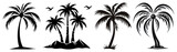 PNG Silhouetted palm trees collection, element set on transparent background